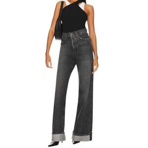 AGOLDE Womens Dame Jeans, High Rise, Wide Leg, Cuffed, Flare, in Ditch, Size 31